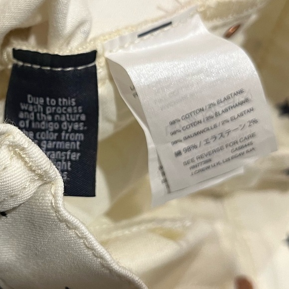 J. Crew Toothpick Mini Star Print Skinny Jeans Cream White Navy Mid Rise 24 - Picture 7 of 10